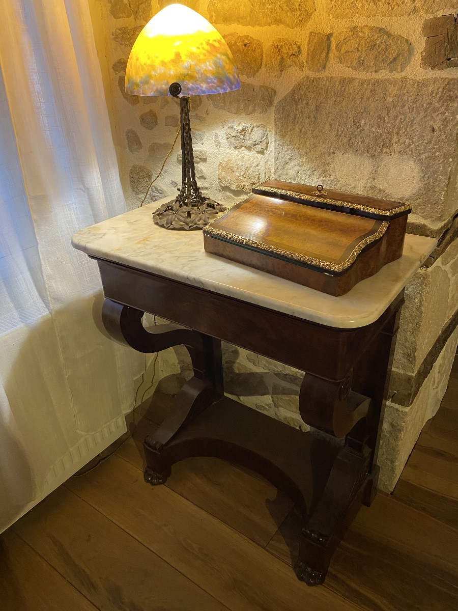 Écritoire, coffret à écrire en loupe d’amboine-photo-8