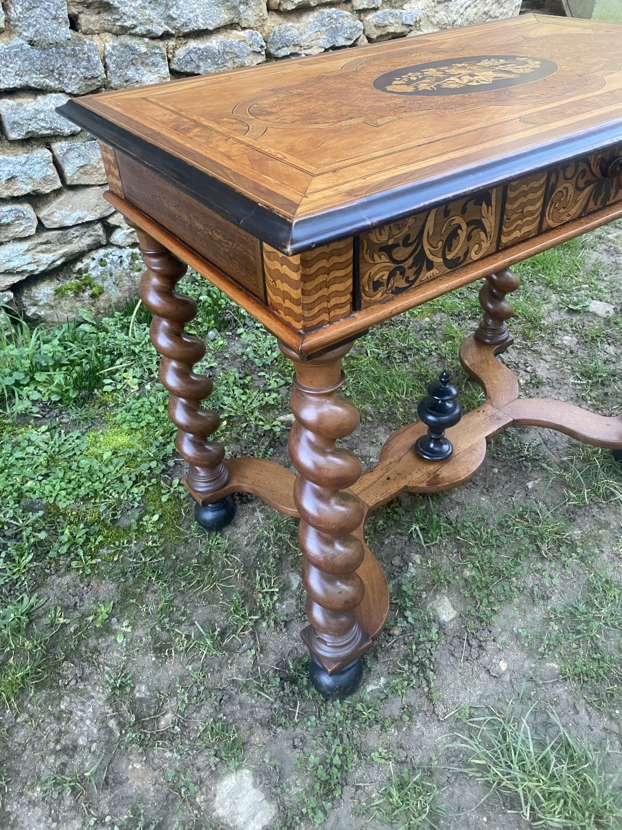 Louis XIII Table In Walnut And Marquetry -photo-3