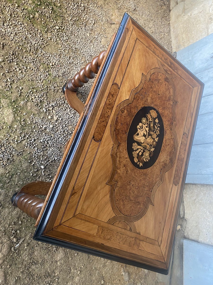 Louis XIII Table In Walnut And Marquetry -photo-6