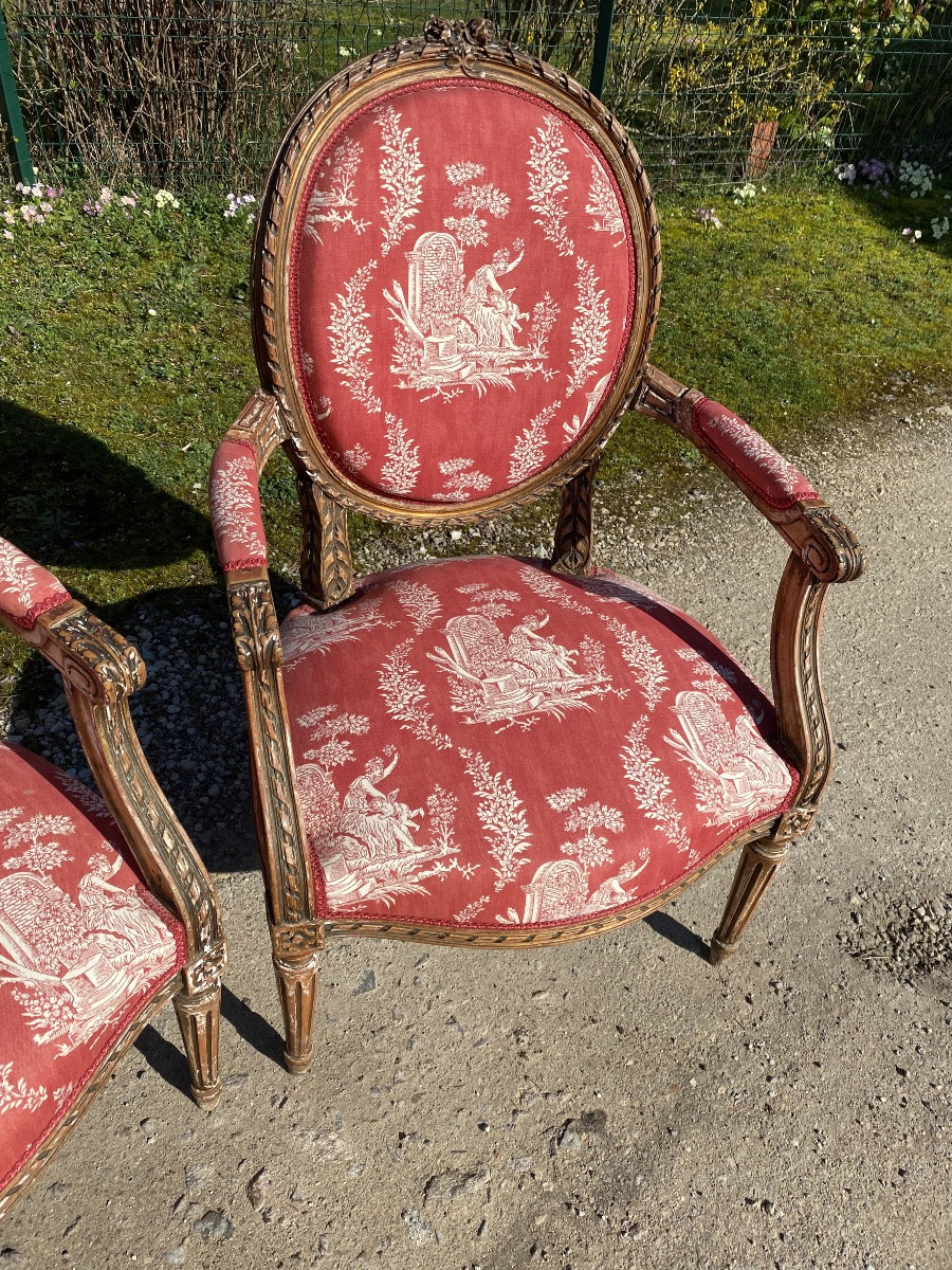 Paire de fauteuils Louis XVI -photo-4