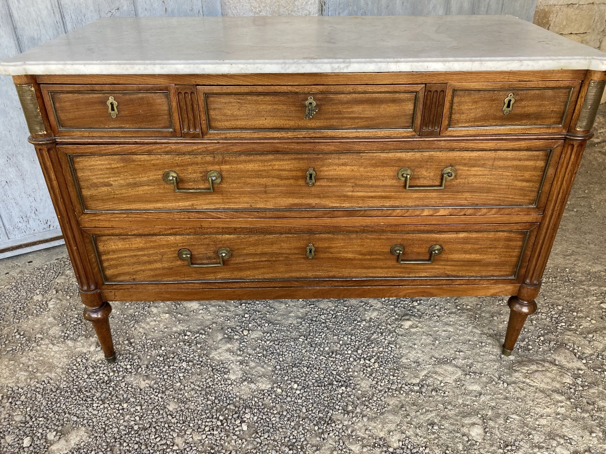Commode Louis XVI en acajou estampillée -photo-2