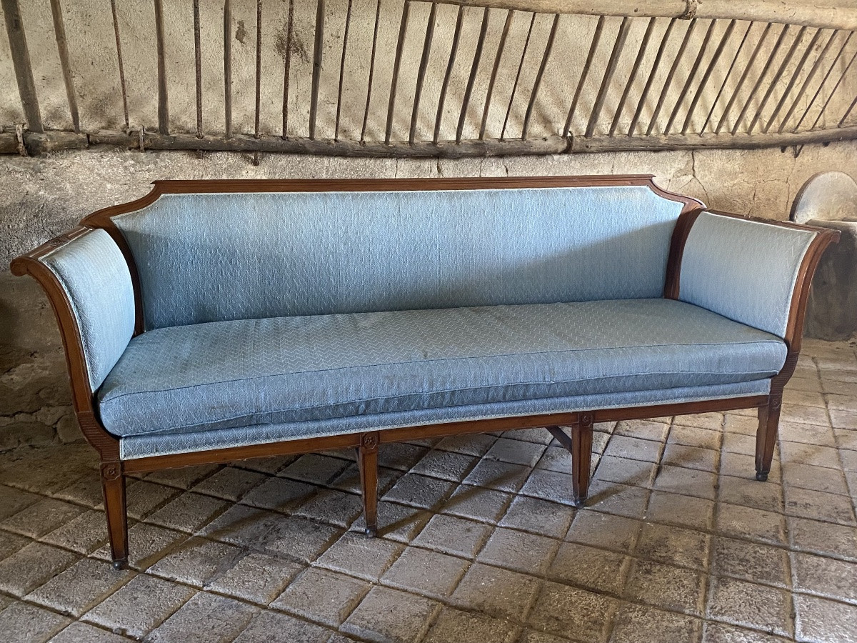 Large Directoire Walnut Sofa-photo-2
