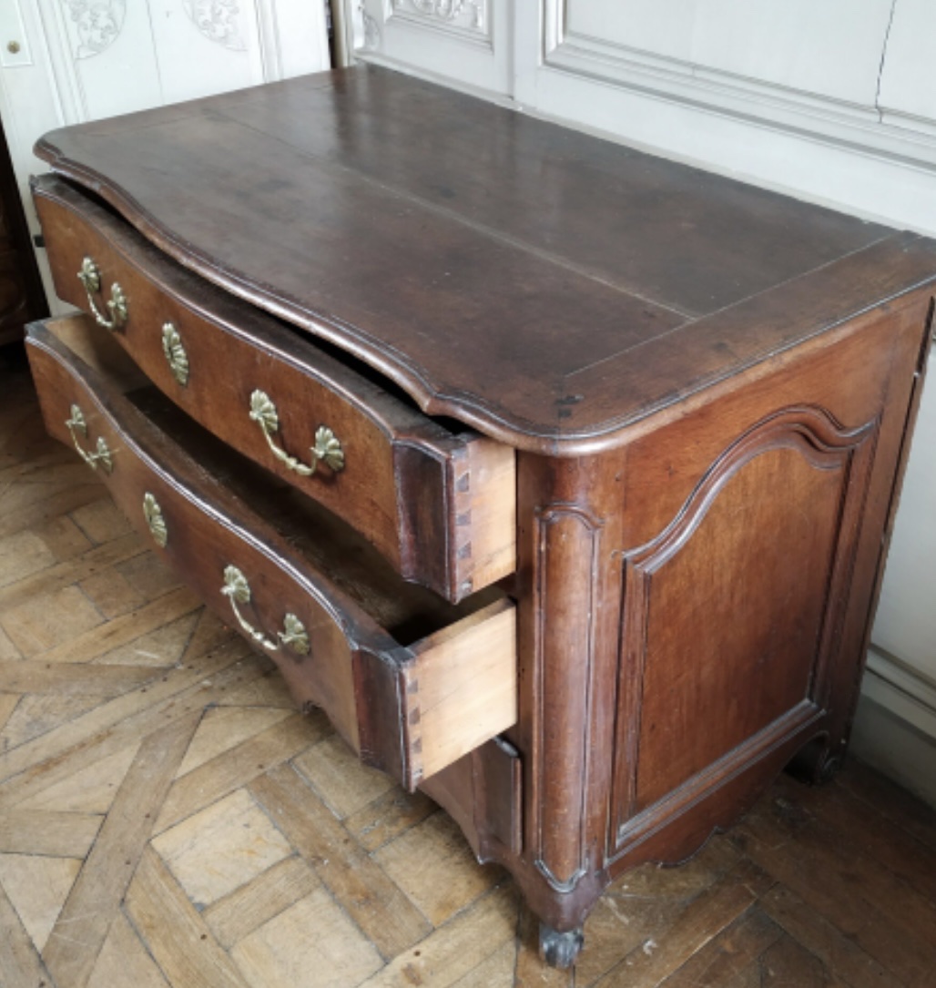 Commode Louis XV de boiserie en chêne massif -photo-4