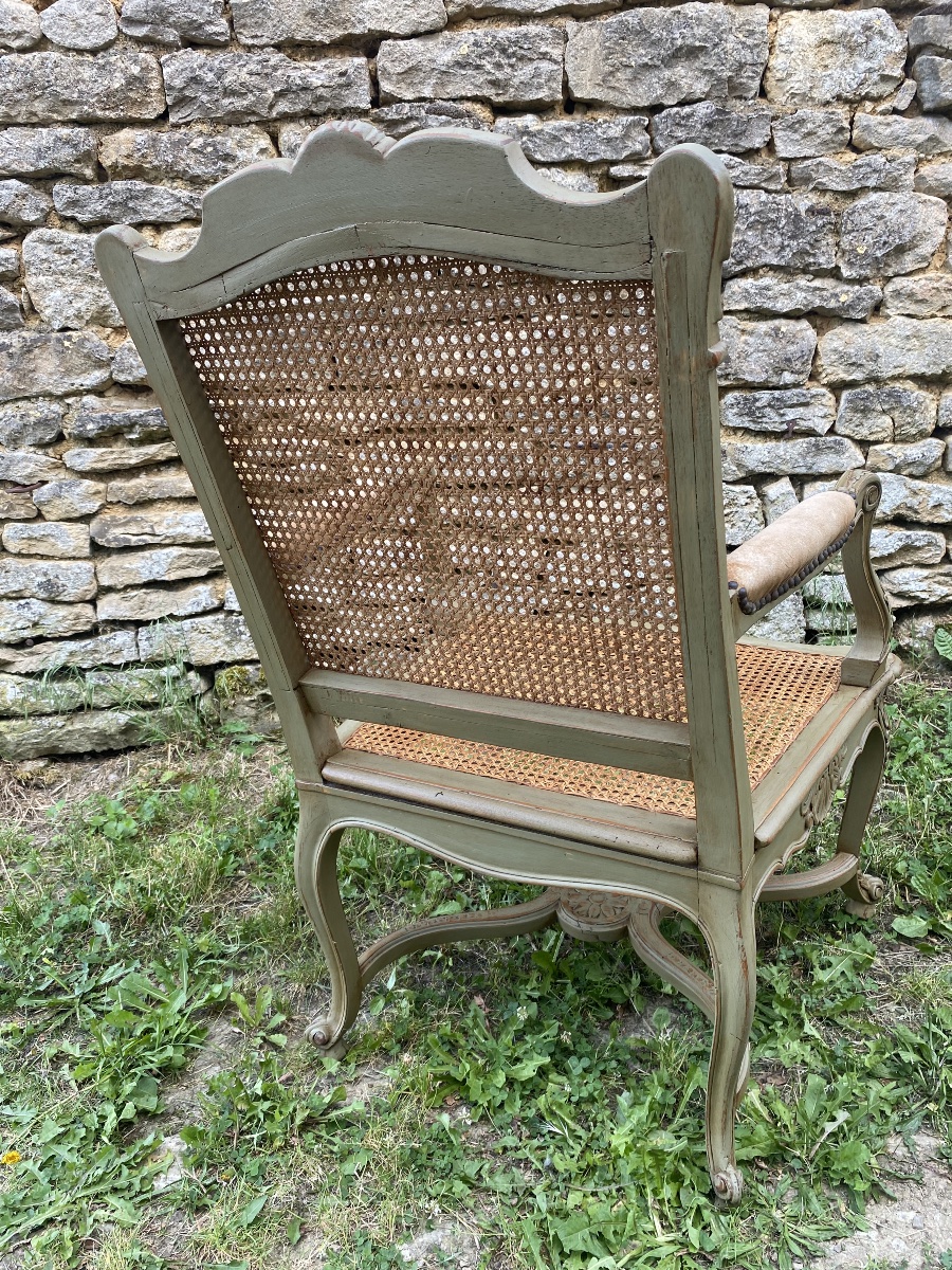 Fauteuil style Régence patiné -photo-2