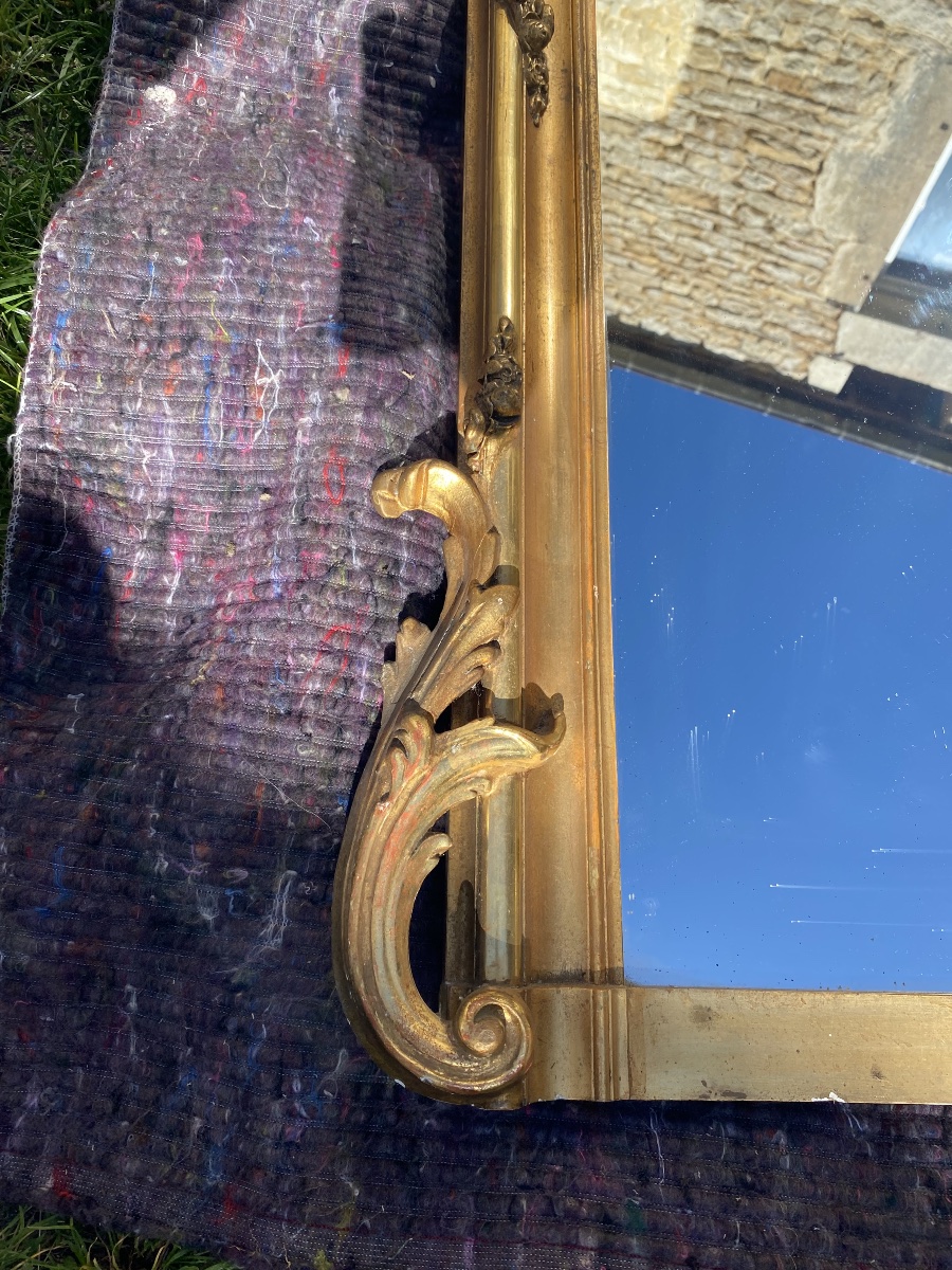 Miroir Louis XV en bois doré -photo-1
