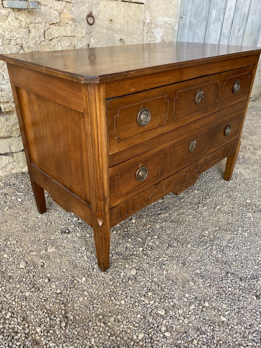 Louis XVI-style Chest Of Drawers / Sideboard In Walnut -photo-3