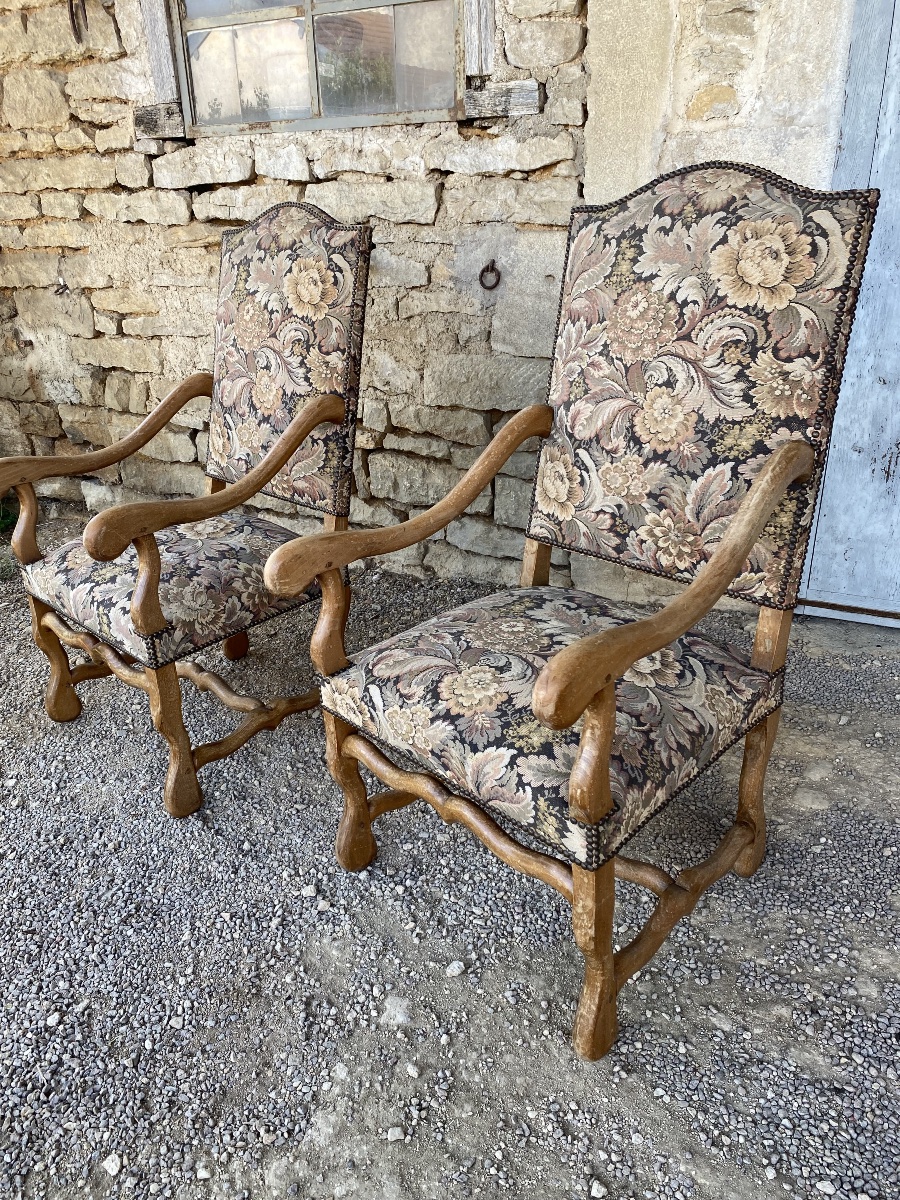 Pair Of Louis XIII-style Armchairs-photo-2