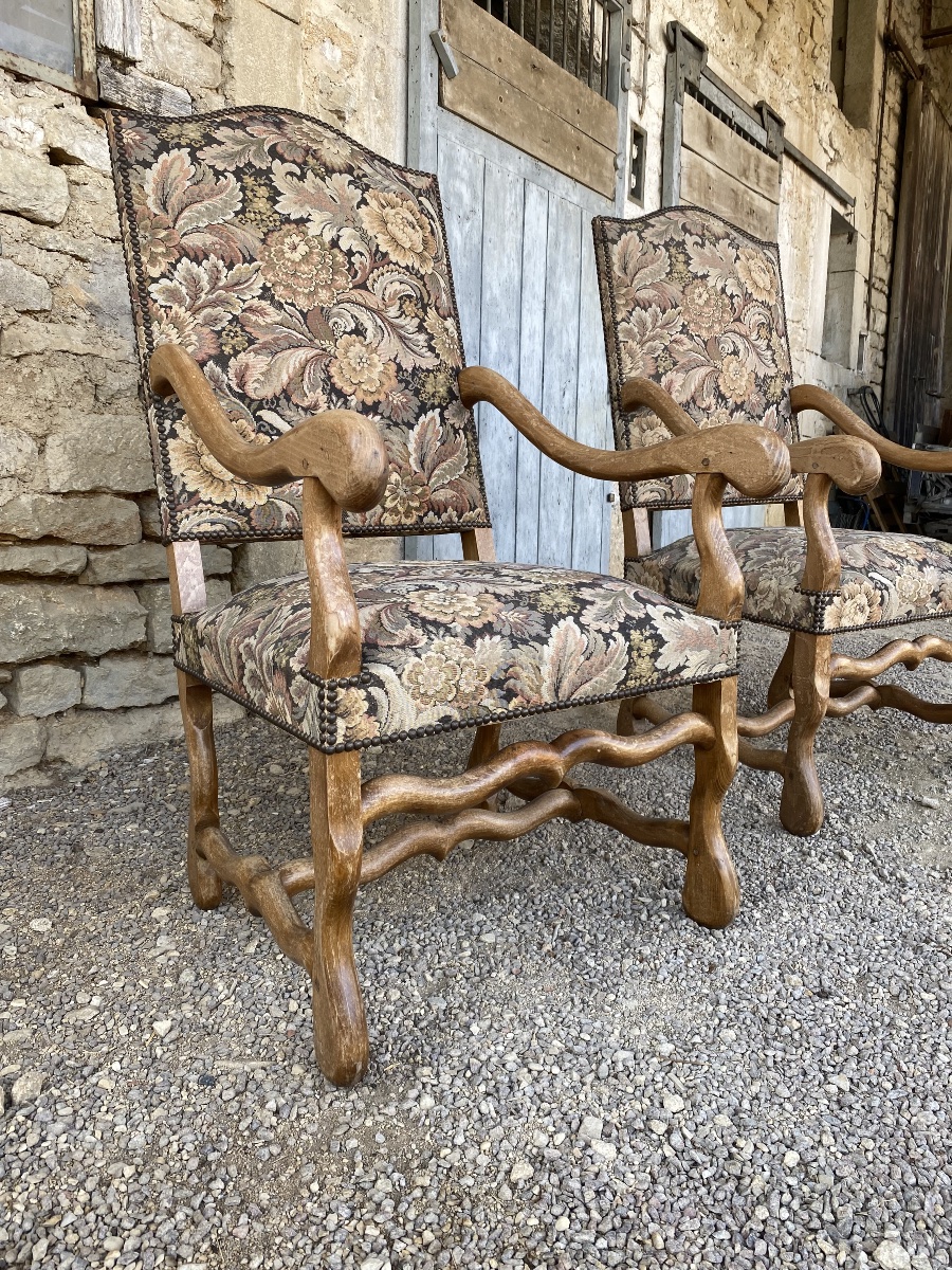 Pair Of Louis XIII-style Armchairs-photo-4