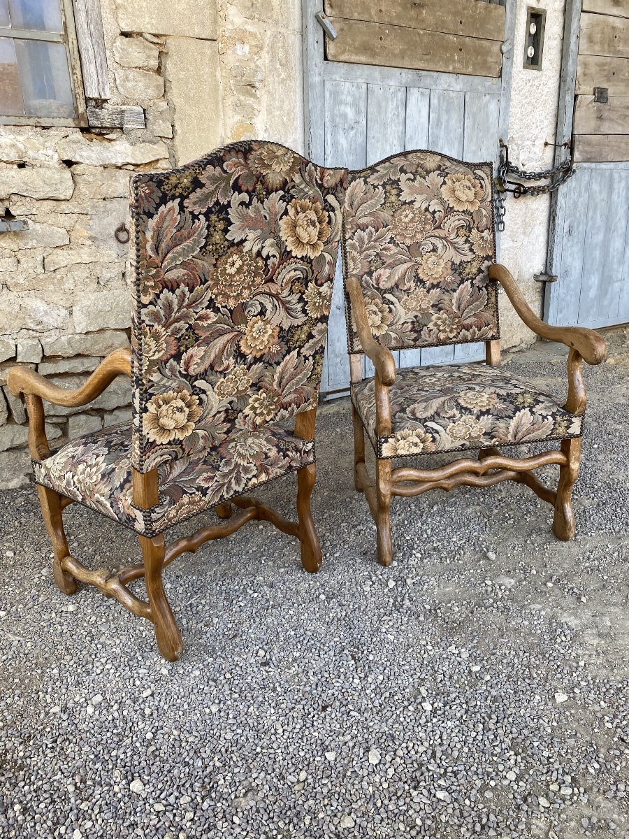 Pair Of Louis XIII-style Armchairs-photo-2