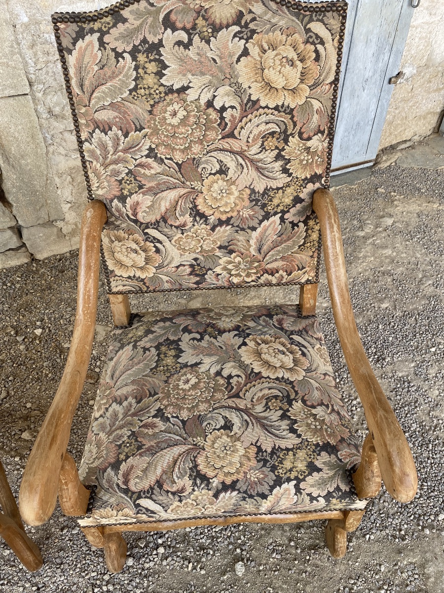 Pair Of Louis XIII-style Armchairs-photo-3