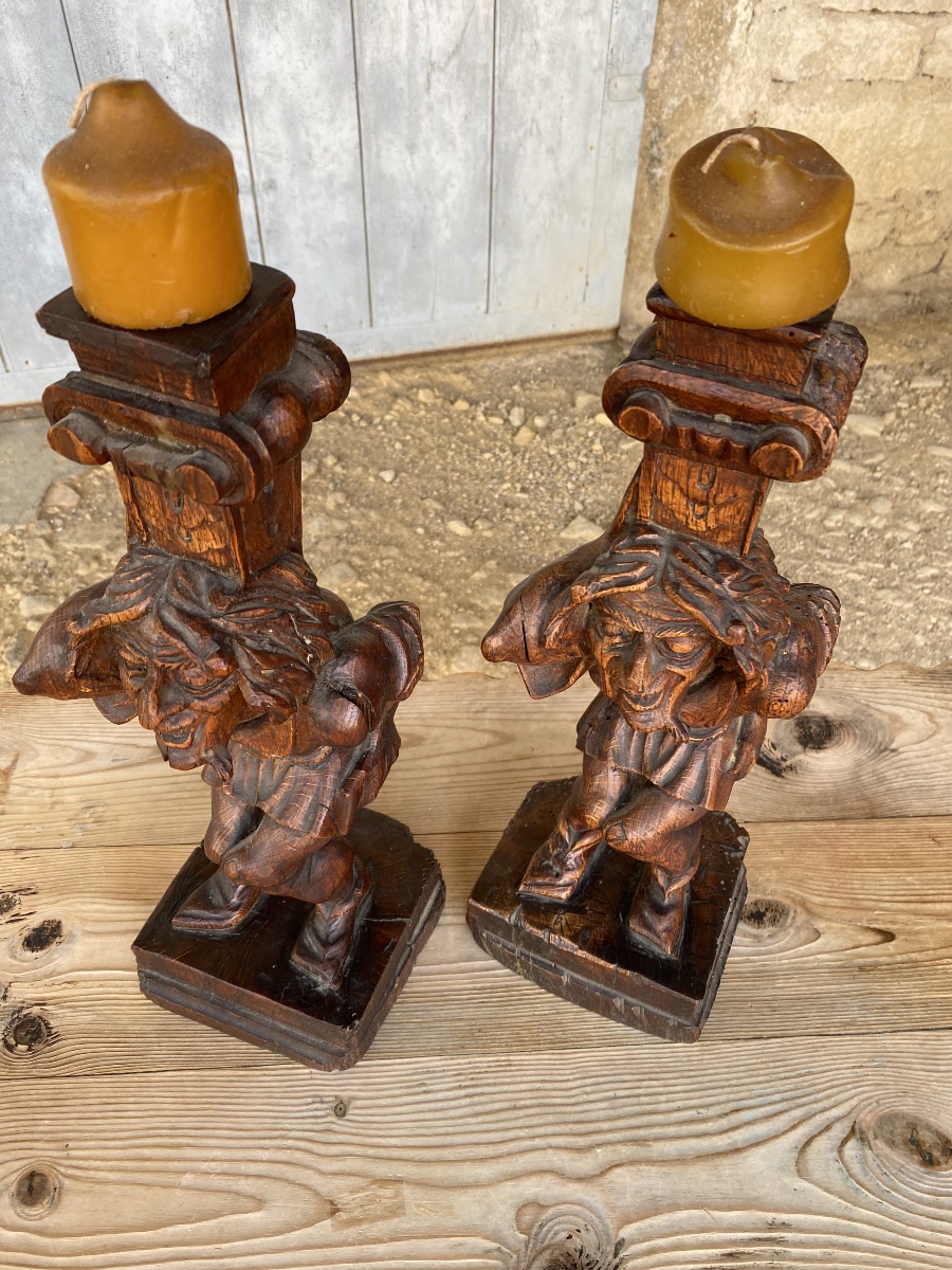 Pair Of "les Bouffons" Candleholders -photo-3