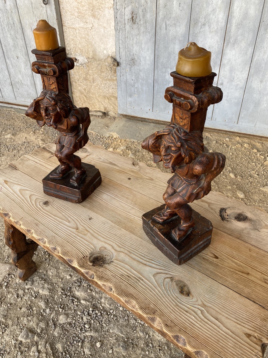 Pair Of "les Bouffons" Candleholders -photo-2