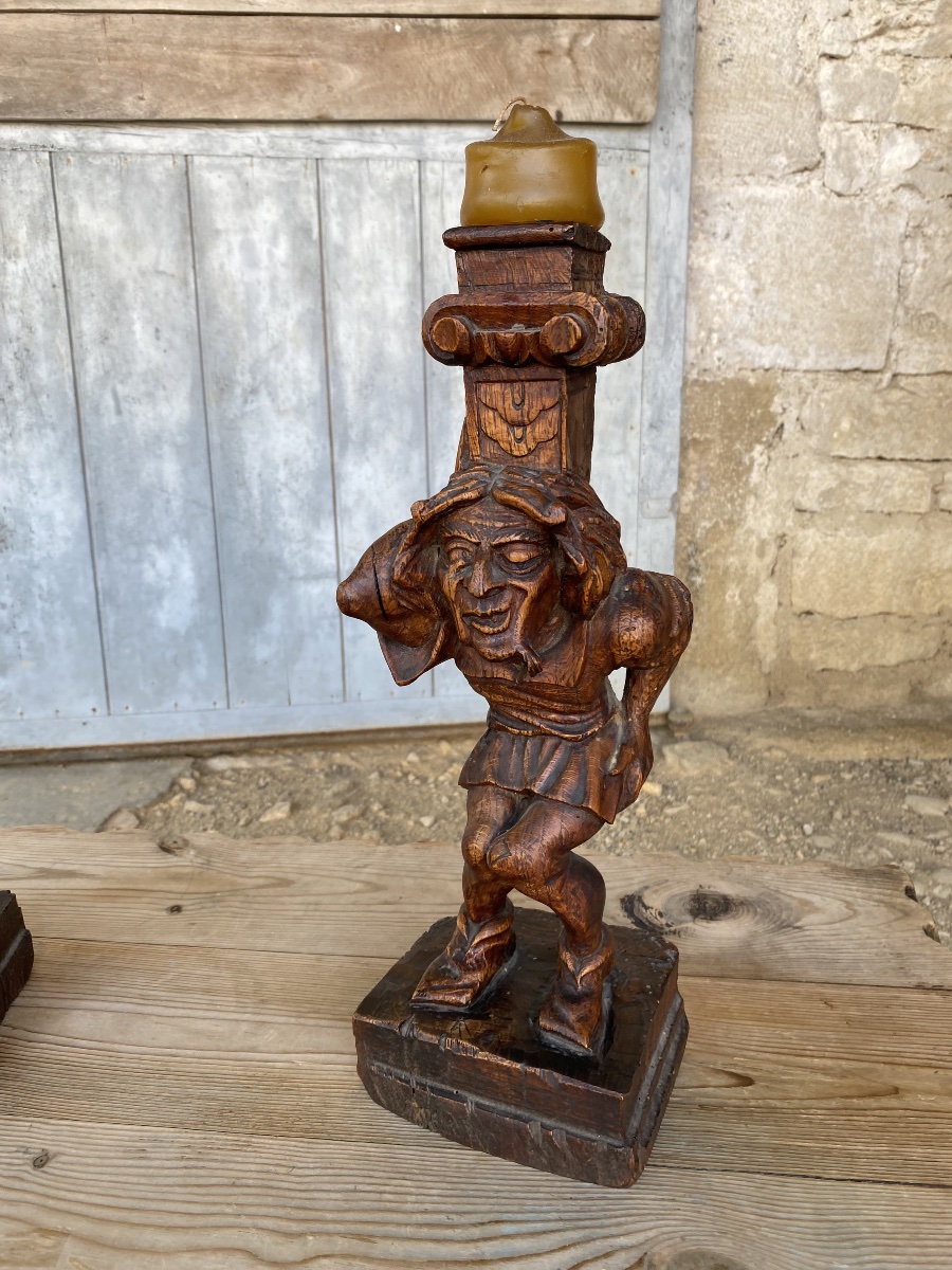 Pair Of "les Bouffons" Candleholders -photo-4