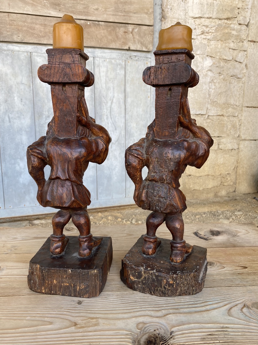 Pair Of "les Bouffons" Candleholders -photo-6