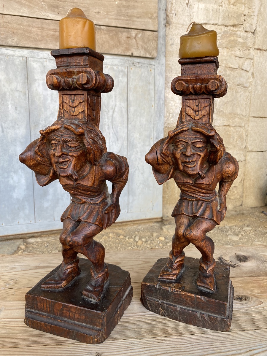 Pair Of "les Bouffons" Candleholders 