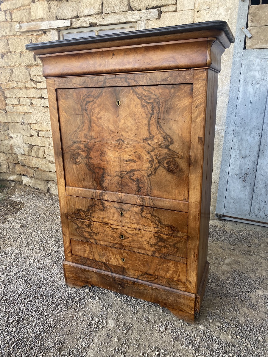 Louis Philippe-style Secretary Desk In Walnut -photo-3