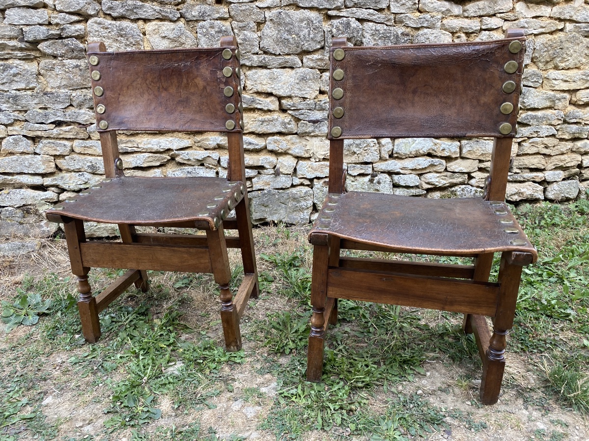 Paire de chaises Espagnole “Frailero” en noyer -photo-2