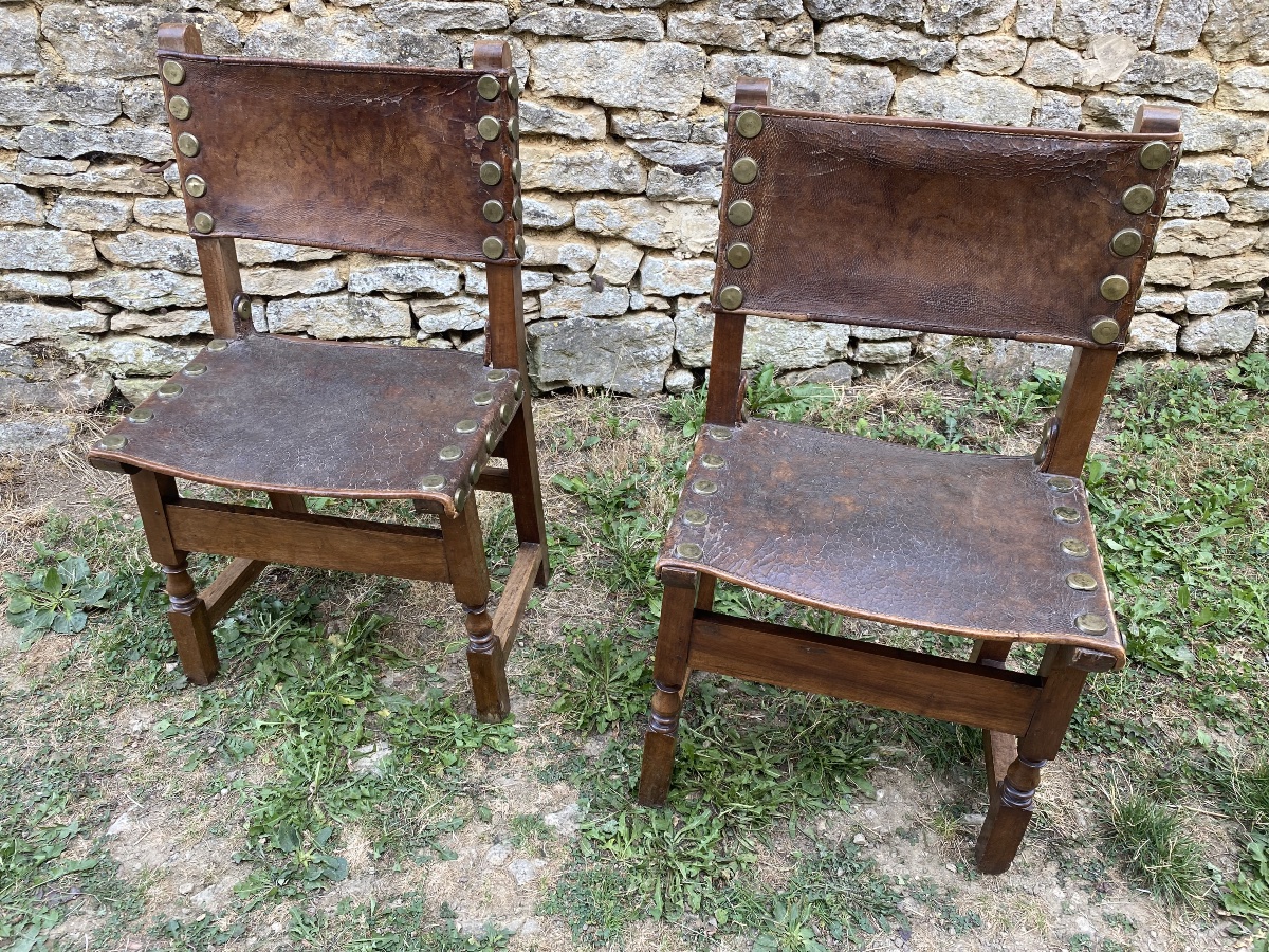 Paire de chaises Espagnole “Frailero” en noyer -photo-3