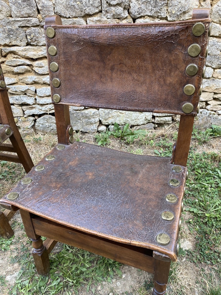 Paire de chaises Espagnole “Frailero” en noyer -photo-2