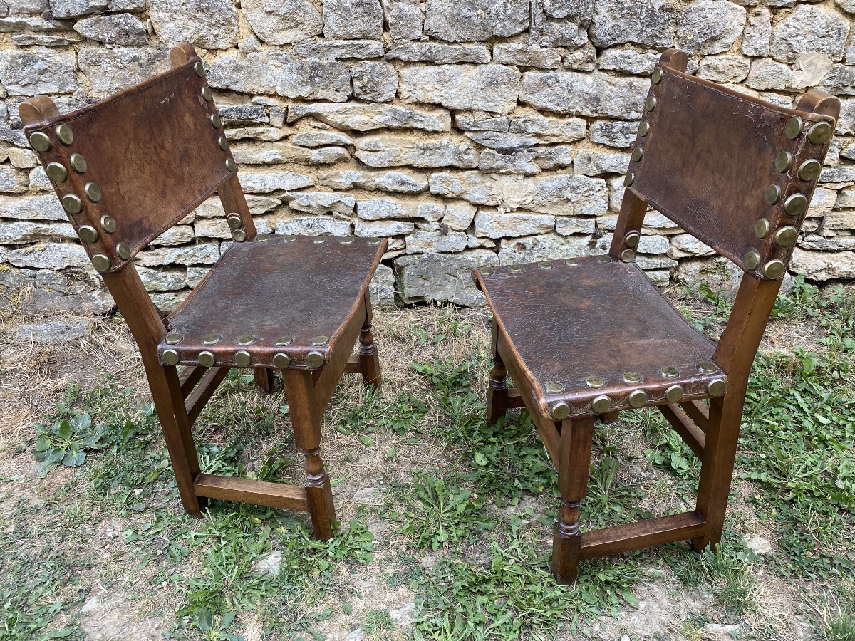 Paire de chaises Espagnole “Frailero” en noyer -photo-3
