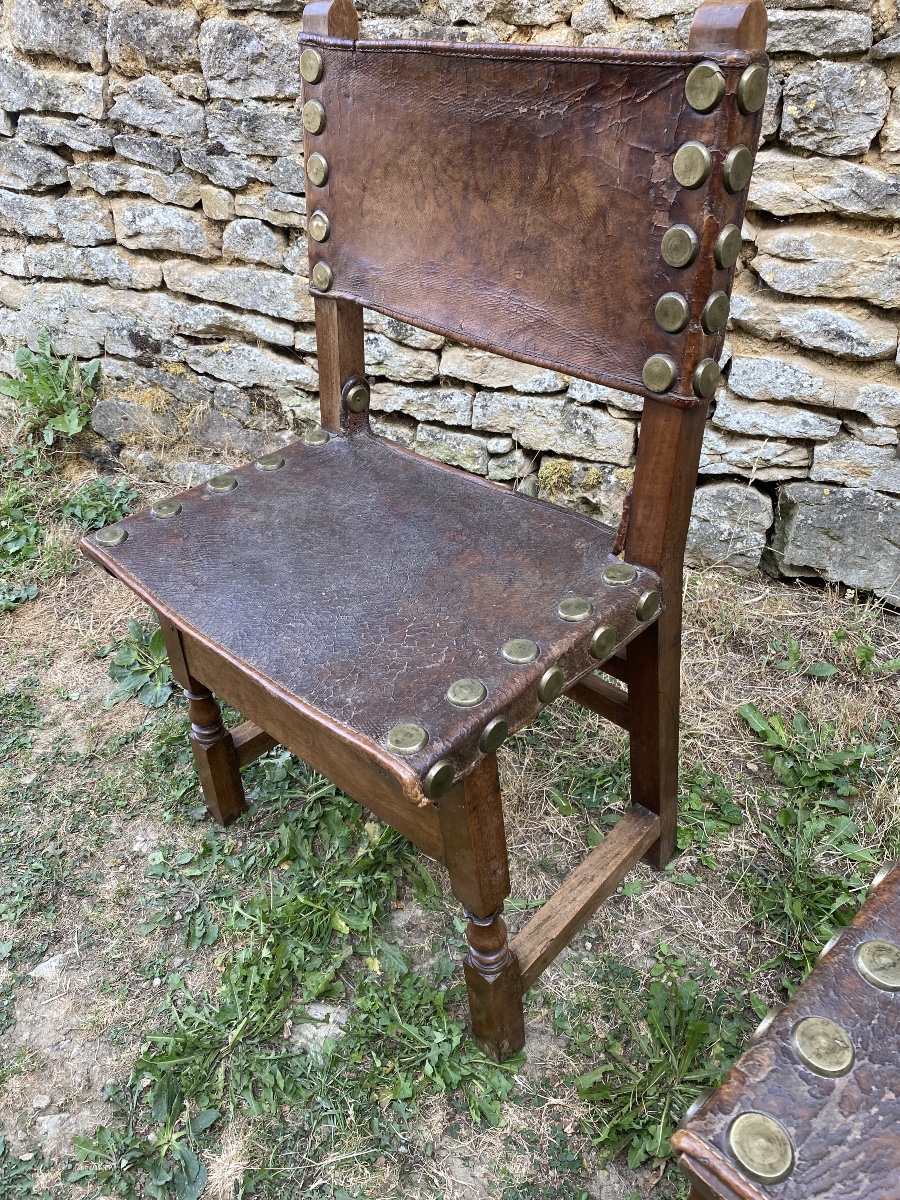 Paire de chaises Espagnole “Frailero” en noyer -photo-8