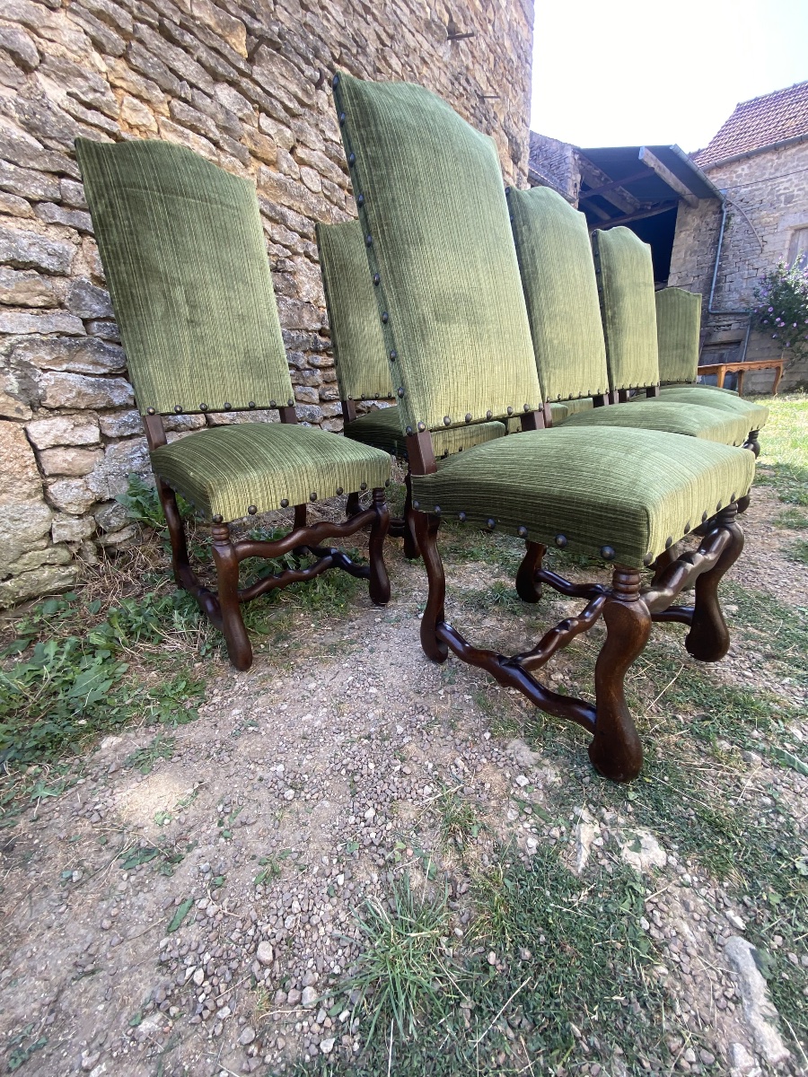 Suite de 10 chaises Louis XIII en châtaignier -photo-3