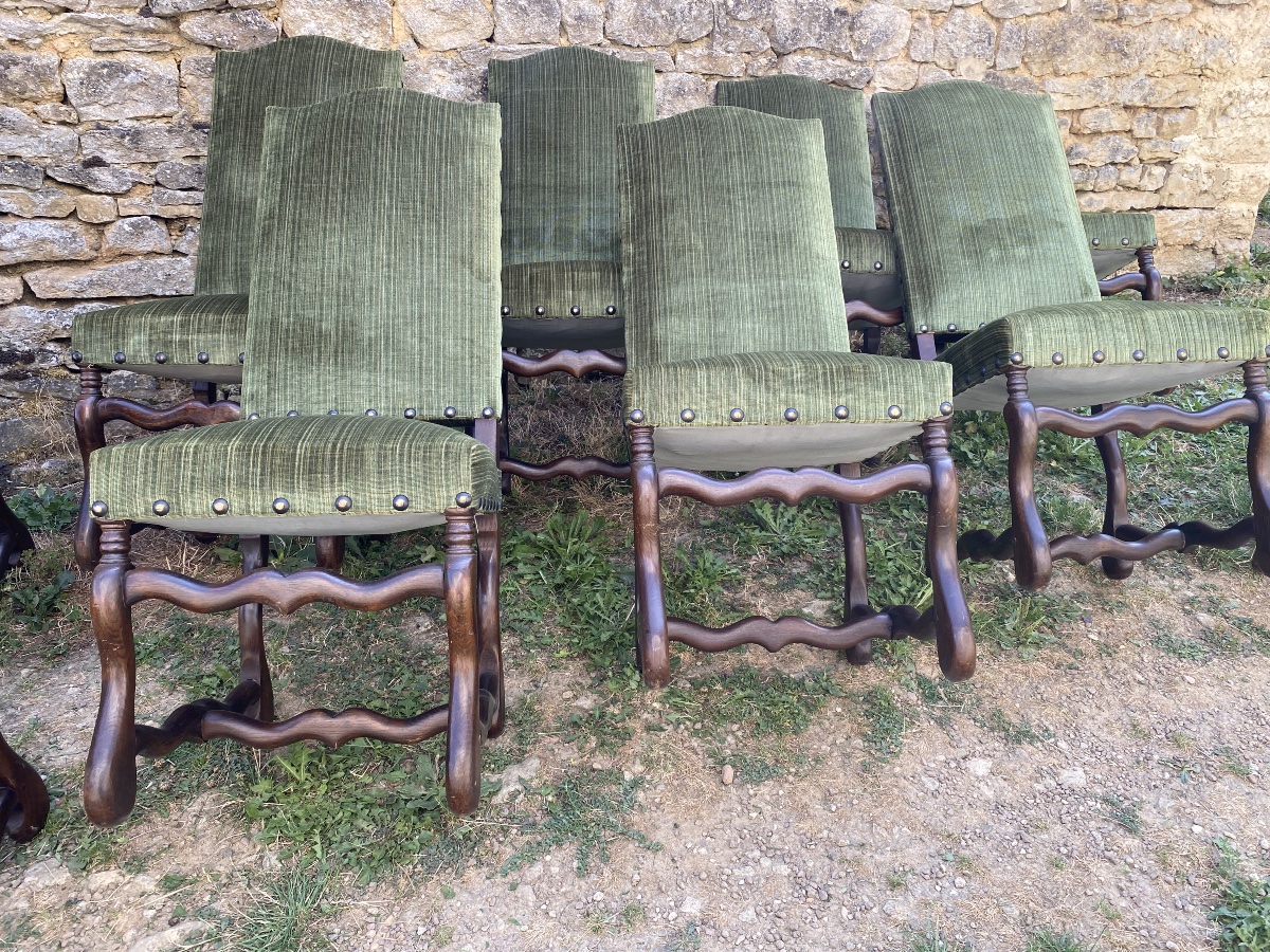 Suite de 10 chaises Louis XIII en châtaignier -photo-4