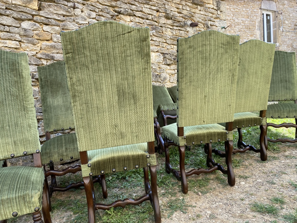 Suite de 10 chaises Louis XIII en châtaignier -photo-6