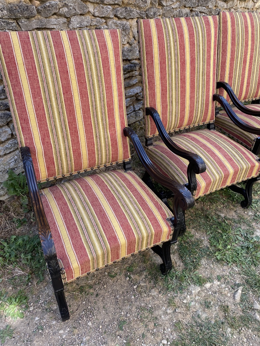 Suite de quatre fauteuils Louis XIII -photo-3