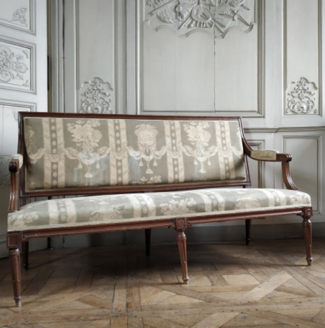 Banquette Louis XVI en noyer-photo-2