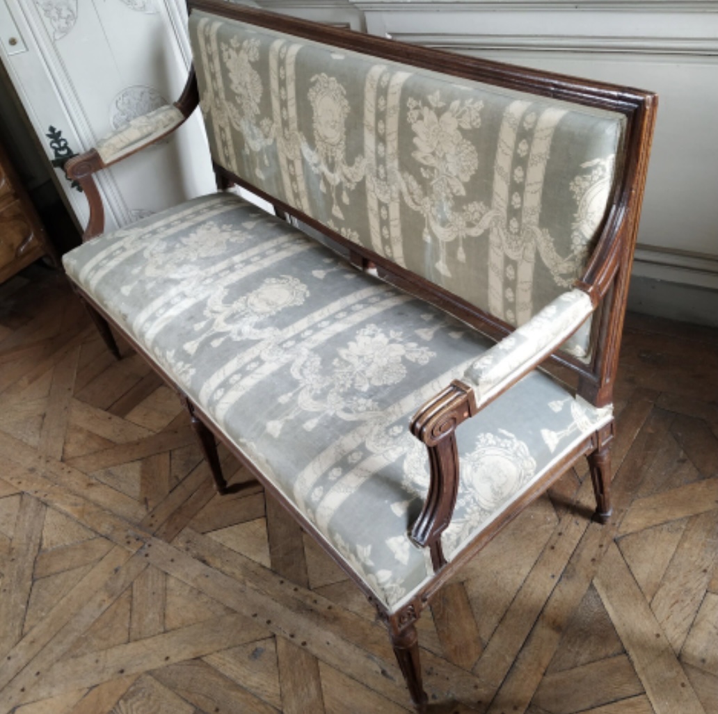 Banquette Louis XVI en noyer-photo-3