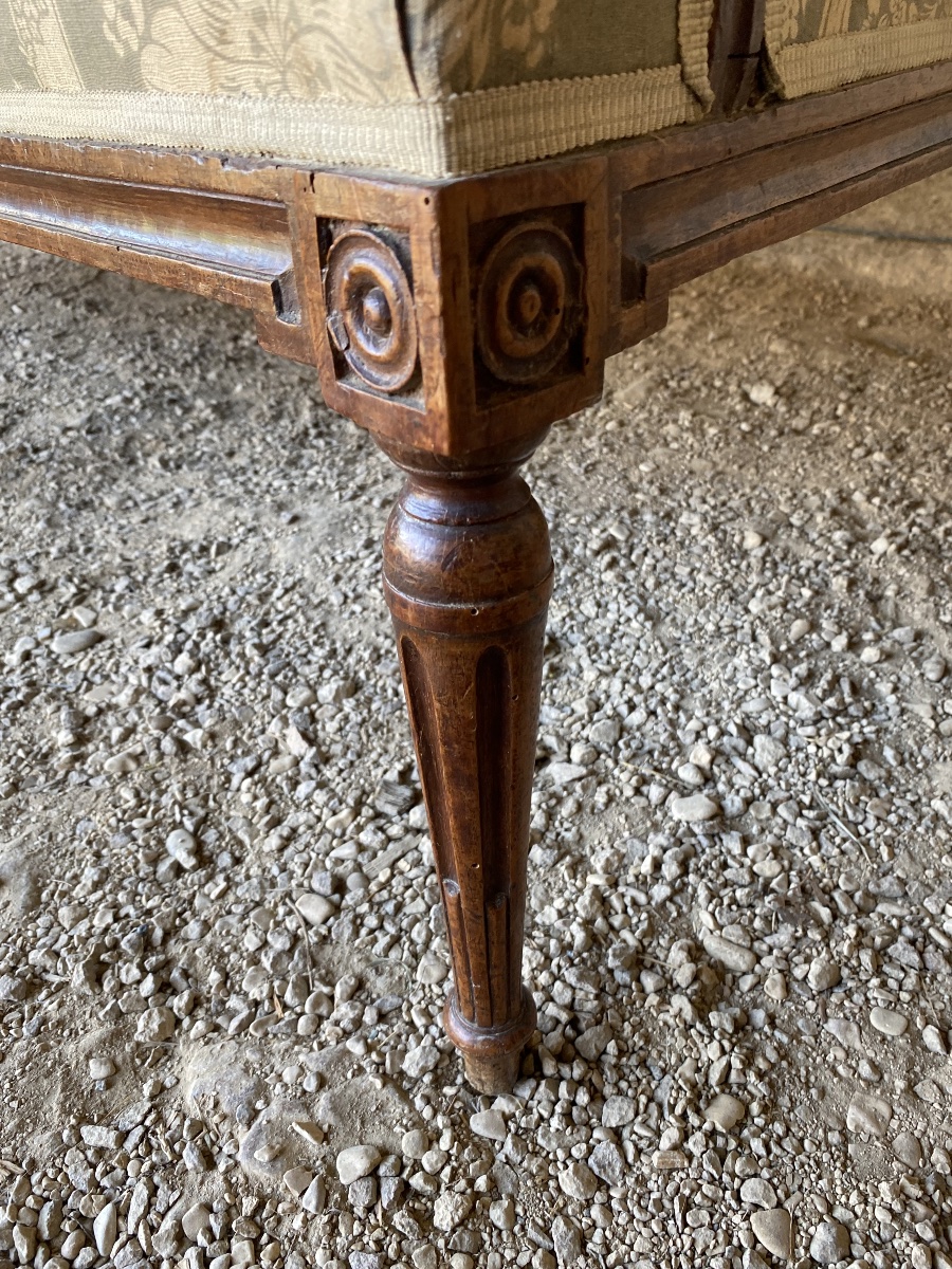 Banquette Louis XVI en noyer-photo-2