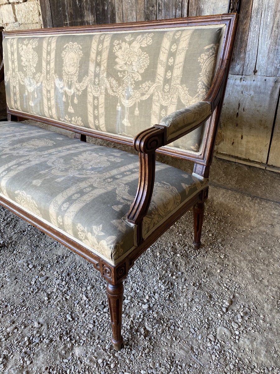 Banquette Louis XVI en noyer-photo-4