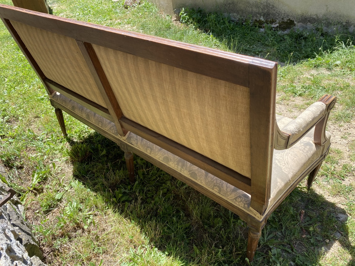 Banquette Louis XVI en noyer-photo-7