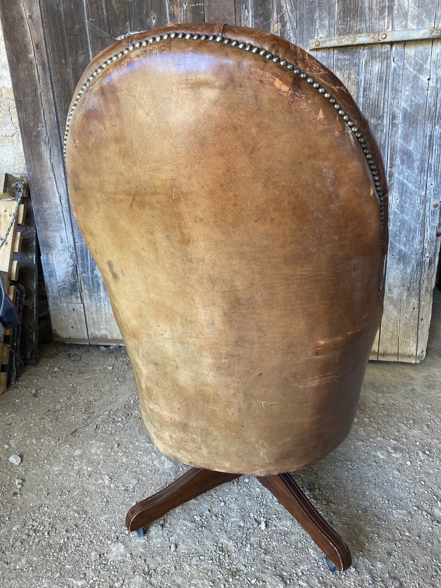 Fauteuil de bureau en cuir capitonné-photo-4