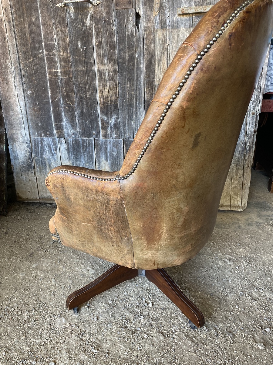 Fauteuil de bureau en cuir capitonné-photo-1