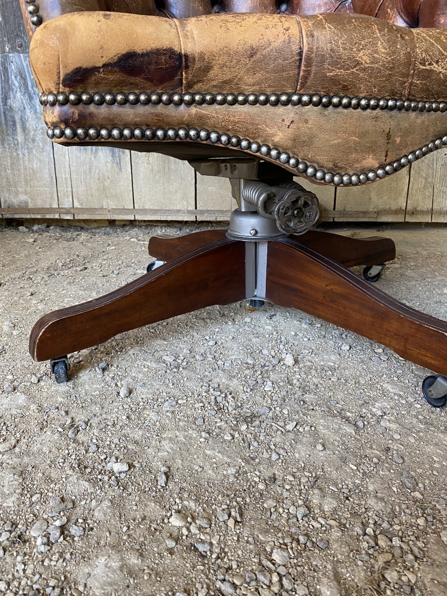 Fauteuil de bureau en cuir capitonné-photo-4