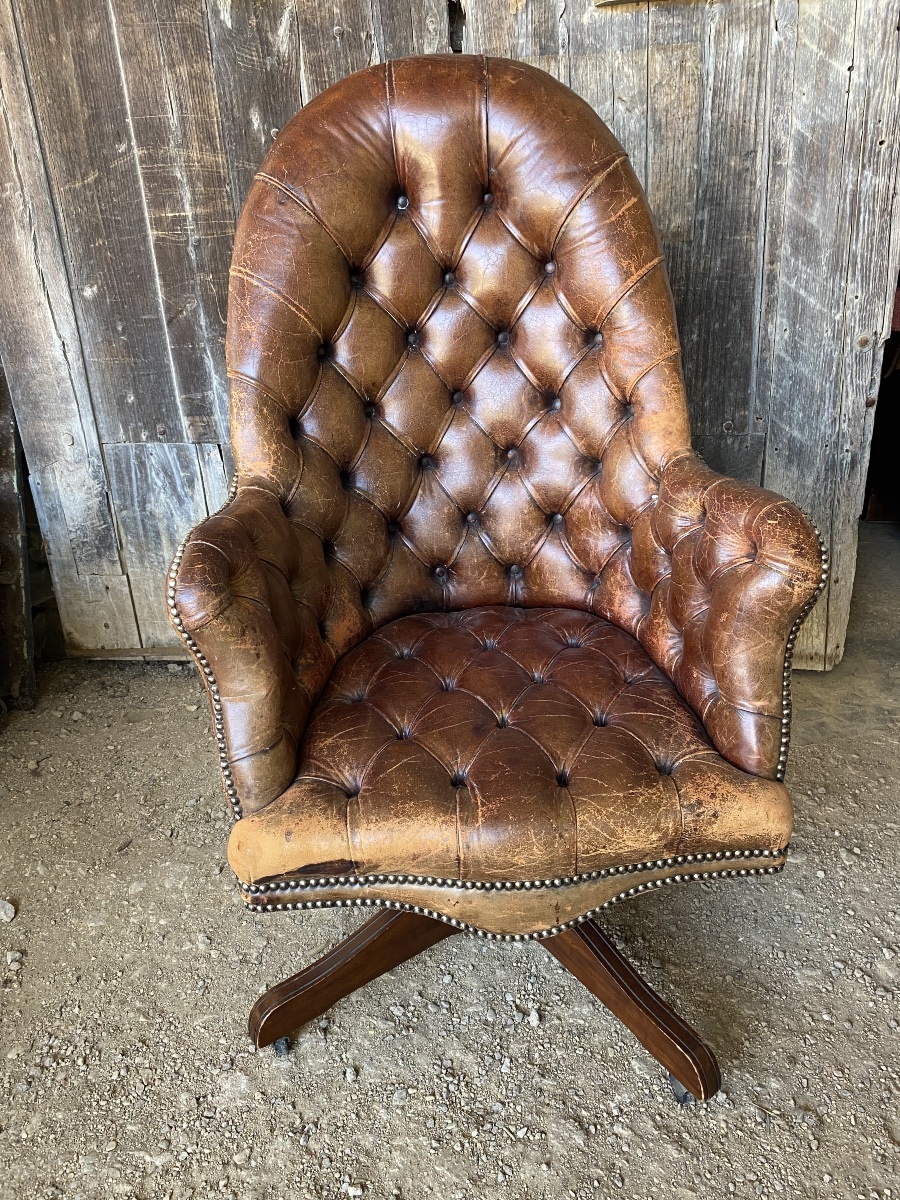 Fauteuil de bureau en cuir capitonné-photo-5