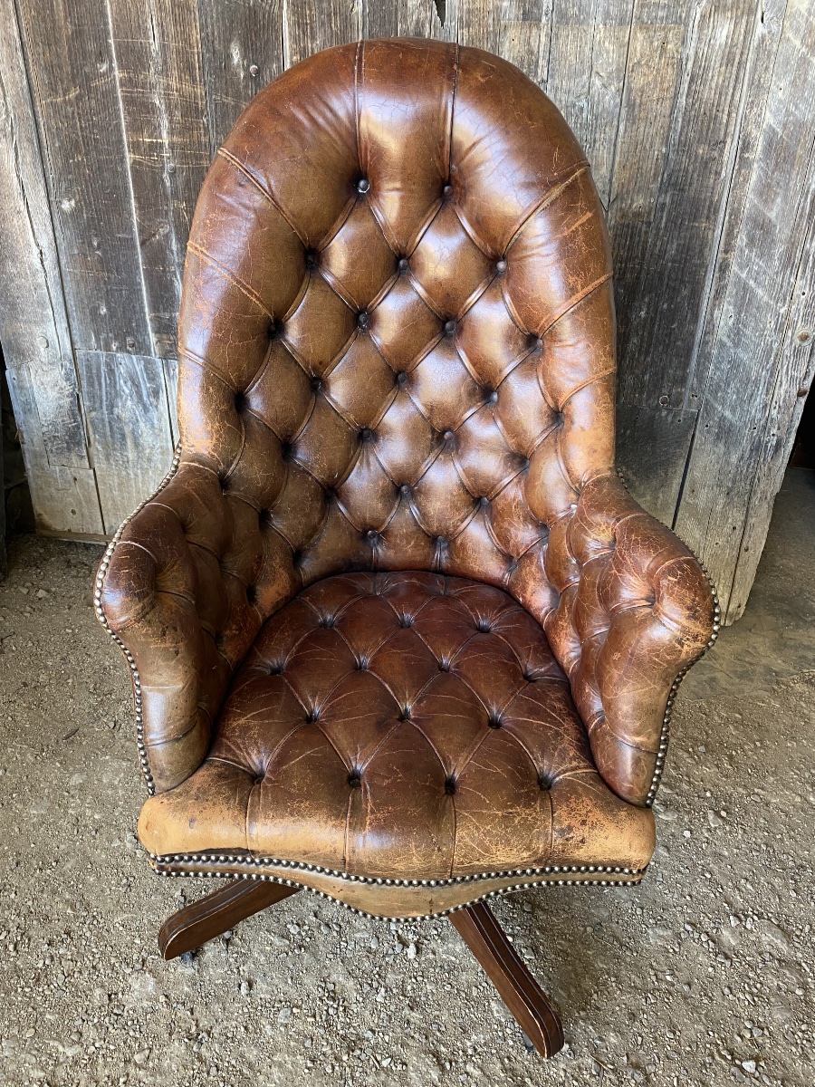 Fauteuil de bureau en cuir capitonné-photo-6