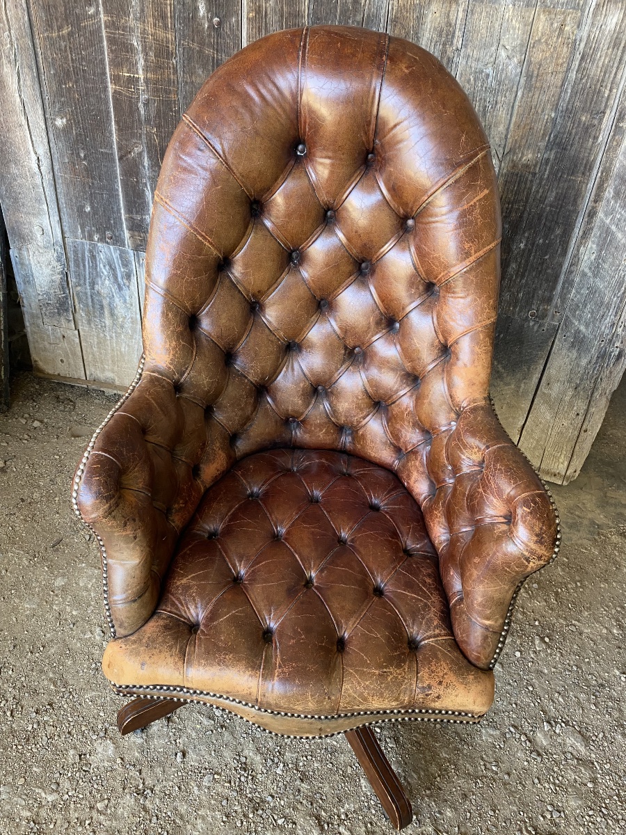 Fauteuil de bureau en cuir capitonné-photo-7