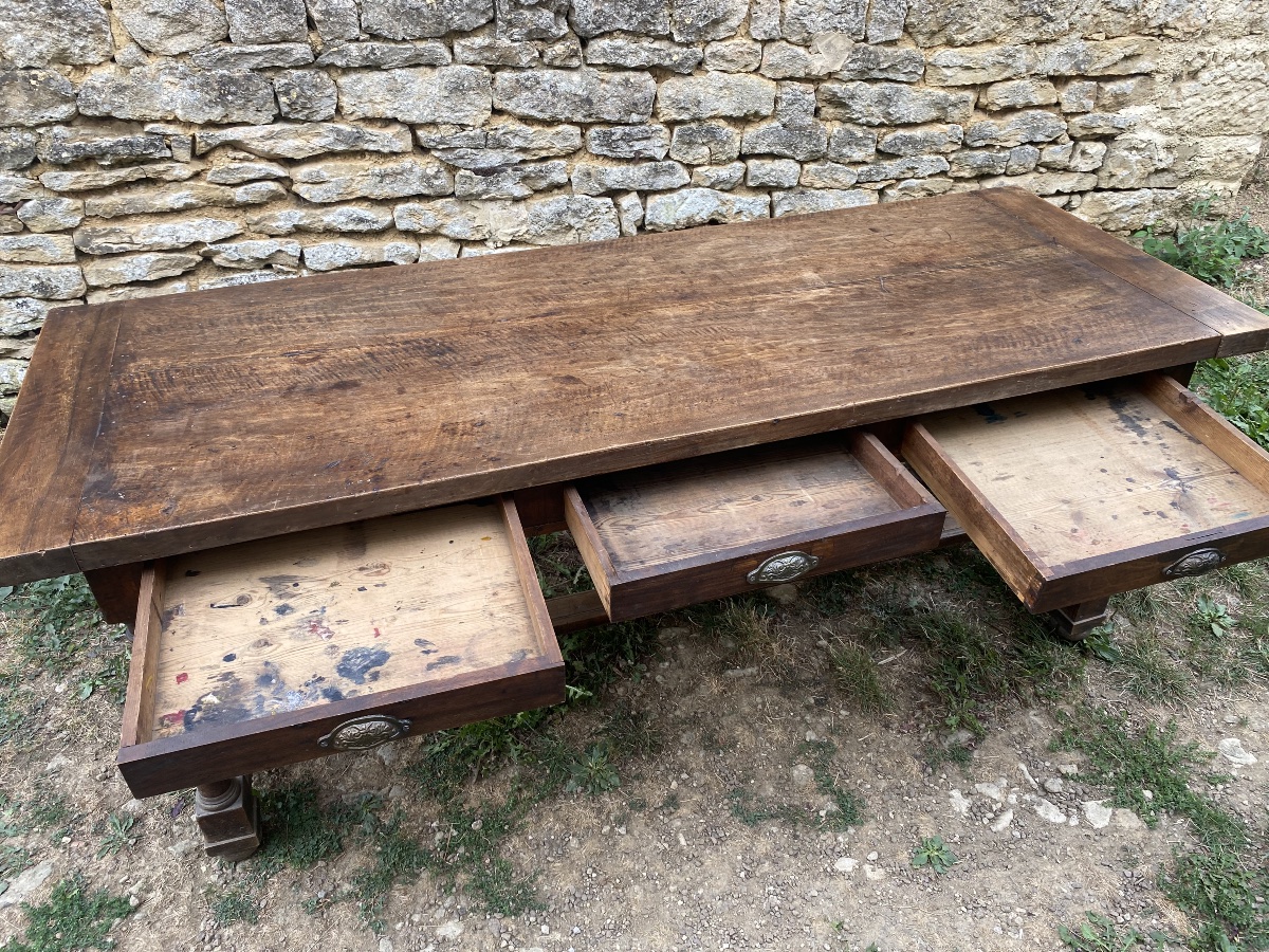Table de ferme en noyer -photo-2