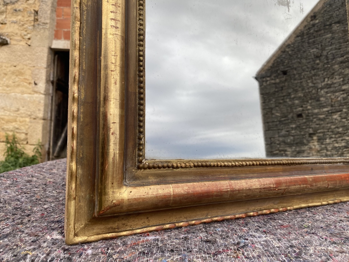 Antique Louis-philippe Mirror Gilded With Gold Leaf -photo-3