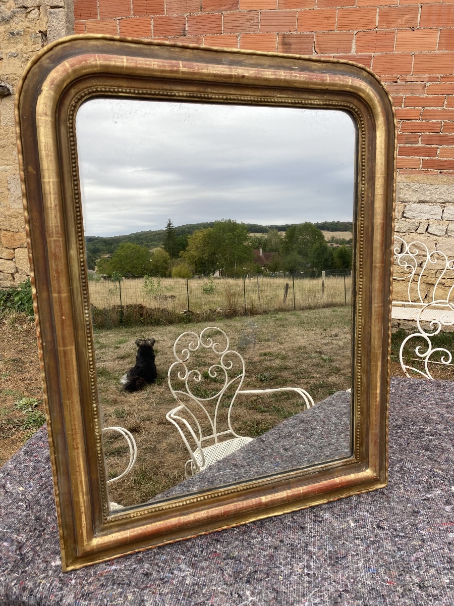 Antique Louis-philippe Mirror Gilded With Gold Leaf -photo-4