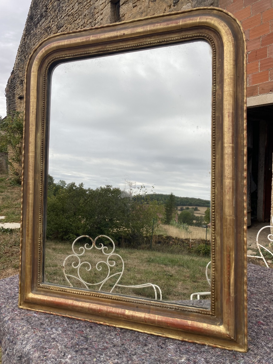 Antique Louis-philippe Mirror Gilded With Gold Leaf -photo-1