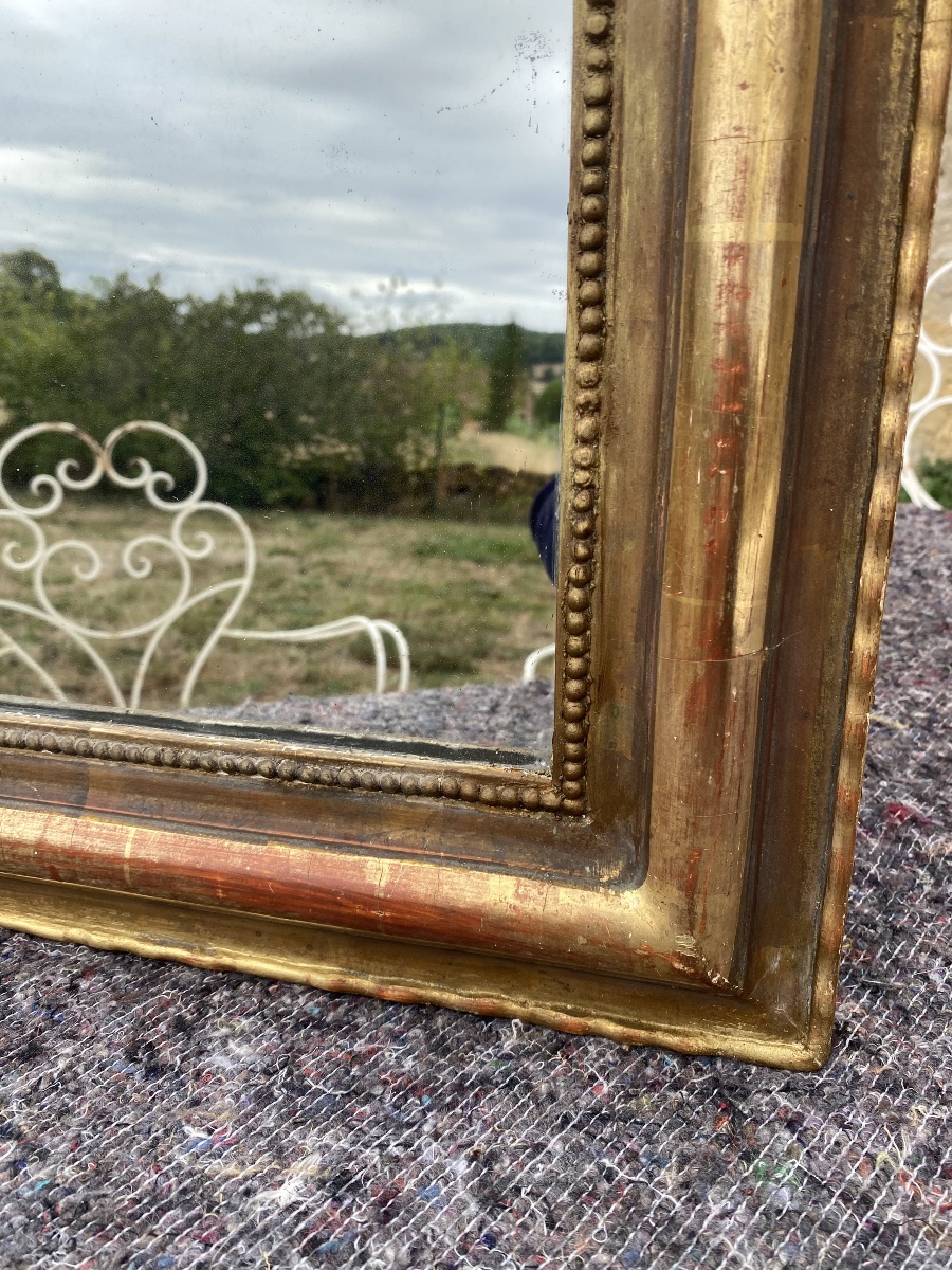 Antique Louis-philippe Mirror Gilded With Gold Leaf -photo-2