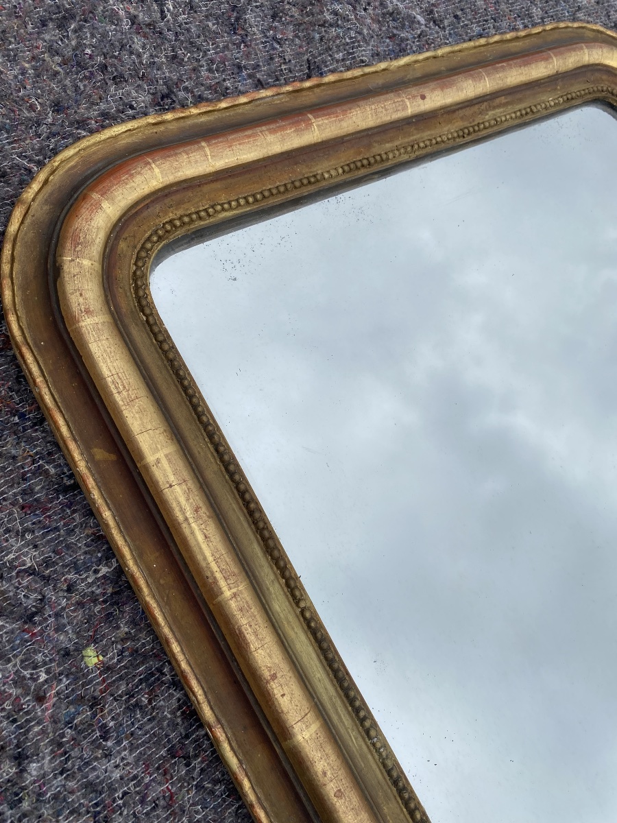 Antique Louis-philippe Mirror Gilded With Gold Leaf -photo-6