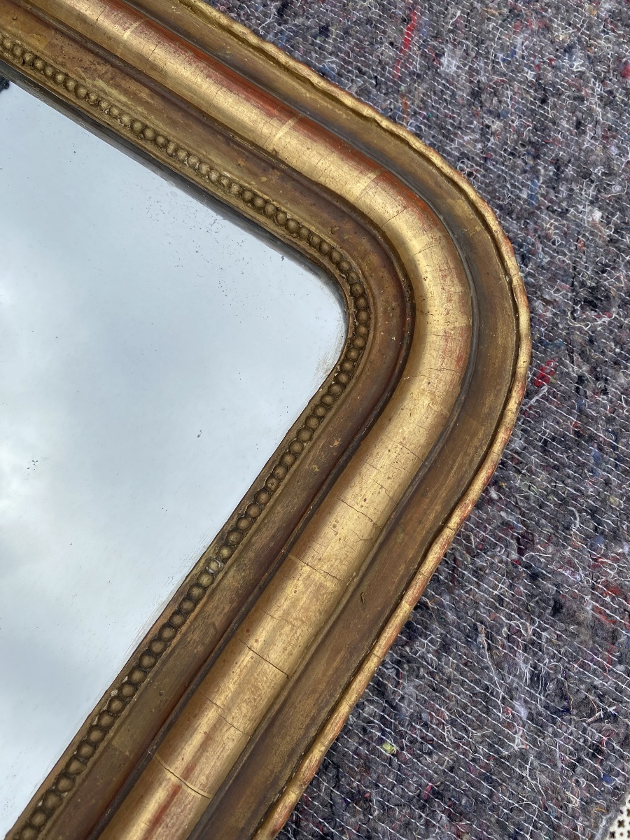 Antique Louis-philippe Mirror Gilded With Gold Leaf -photo-7