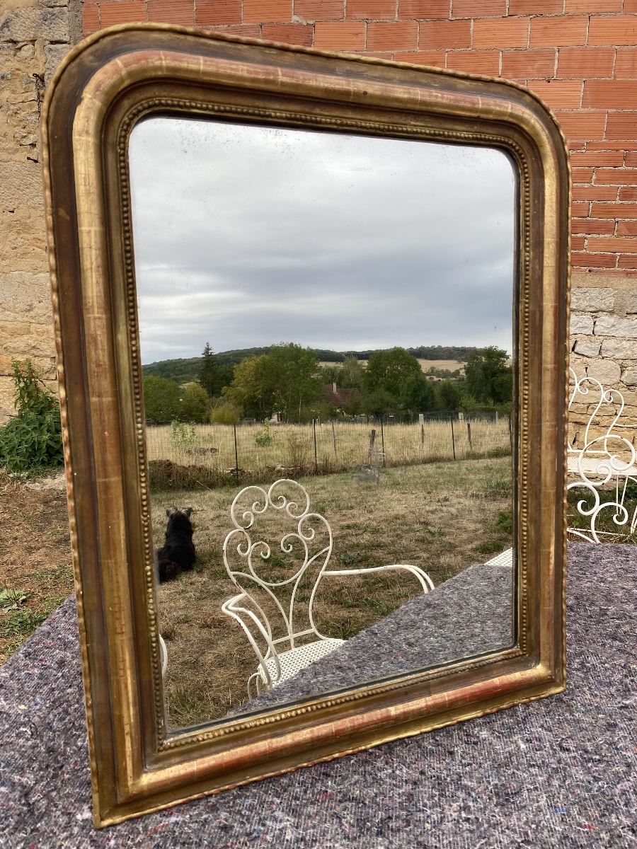 Antique Louis-philippe Mirror Gilded With Gold Leaf 