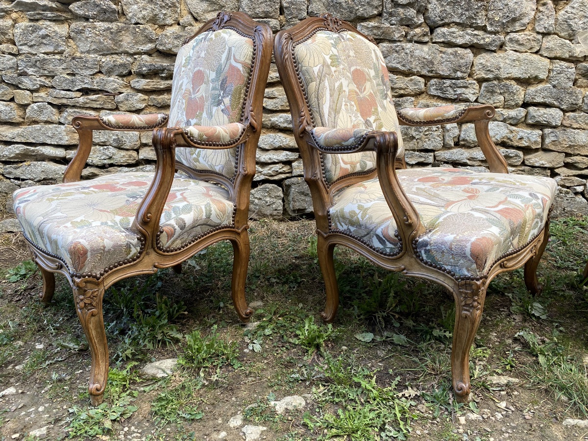 Set Of 4 Louis XV-style Armchairs-photo-2