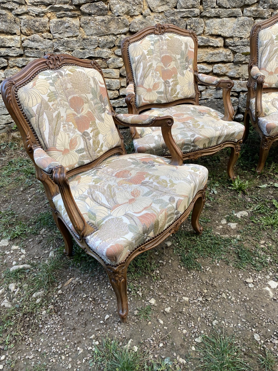 Set Of 4 Louis XV-style Armchairs-photo-3